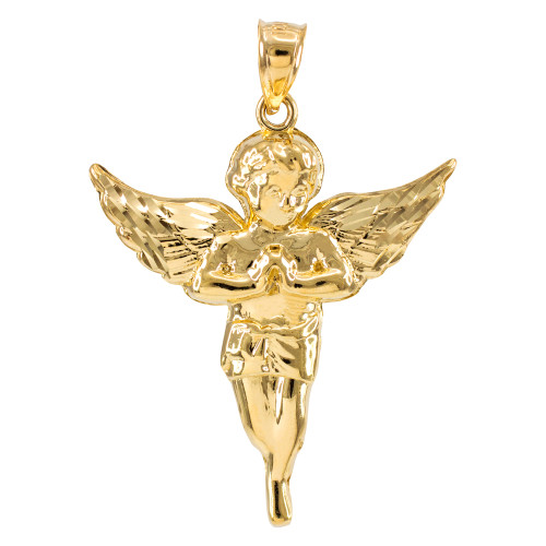 Gold Diamond Cut Angel Pendant (S M L)