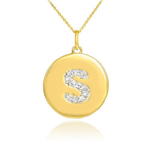Letter "S" Diamond Initial Pendant Necklace
