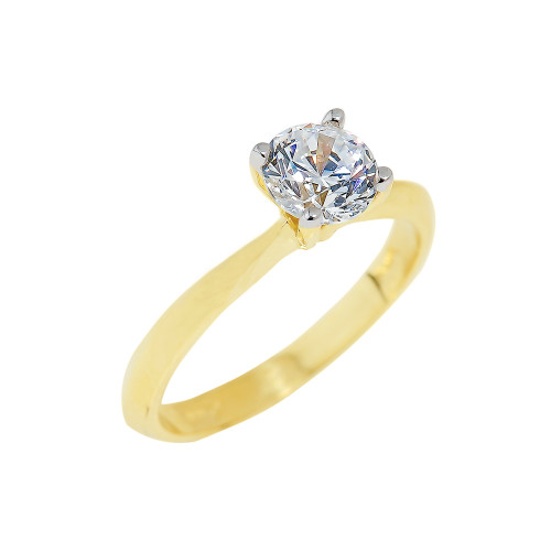 Gold Round Cut CZ Ring