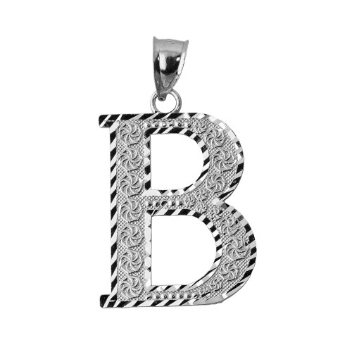 Initial B Silver Charm Pendant