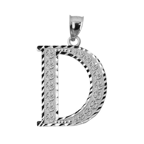 Initial D White Gold Charm Pendant