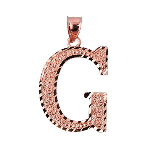 Initial G Rose Gold Charm Pendant