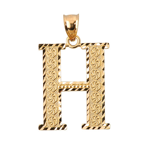 Initial H Gold Charm Pendant