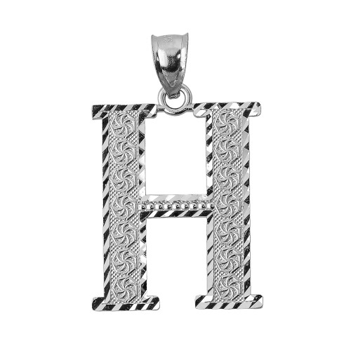 Initial H White Gold Charm Pendant