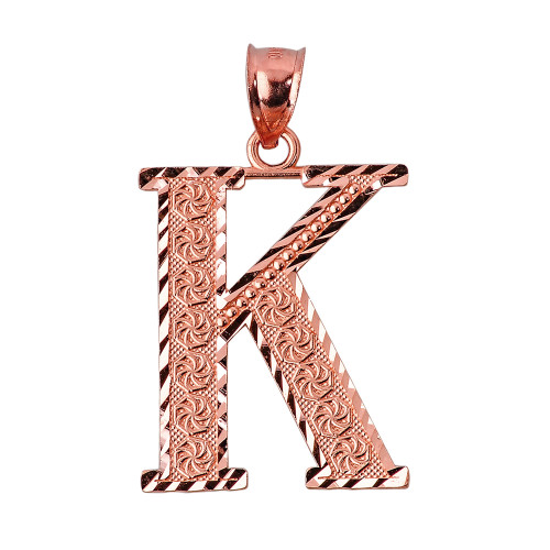 Initial K Rose Gold Charm Pendant