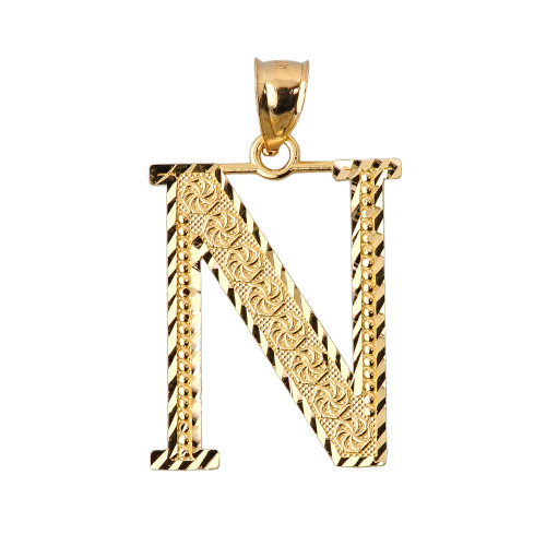 Initial N Gold Charm Pendant