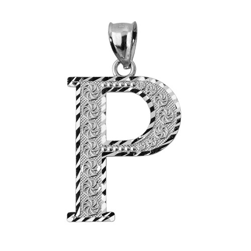 Initial P Silver Charm Pendant