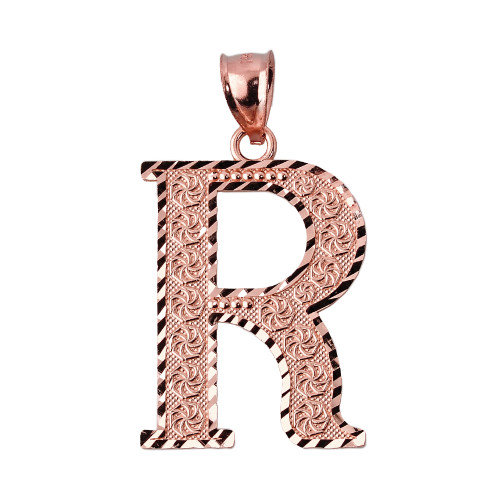 Initial R Rose Gold Charm Pendant
