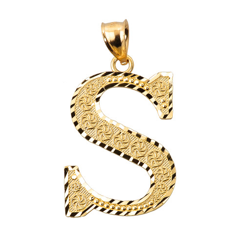 Initial S Gold Charm Pendant