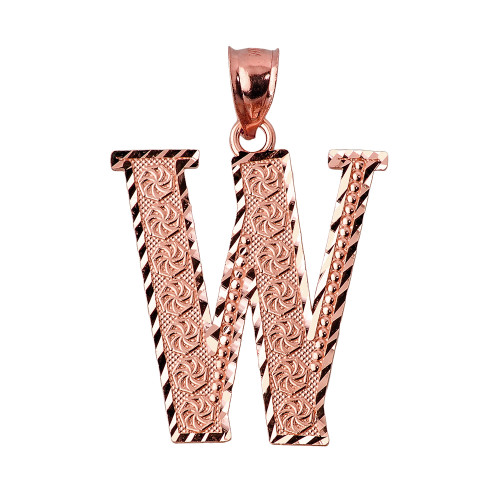 Initial W Rose Gold Charm Pendant