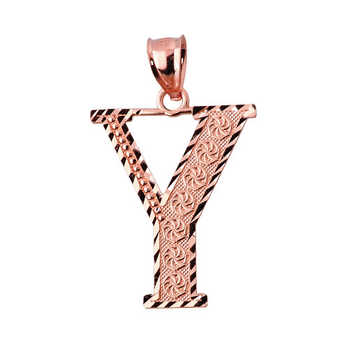 Initial Y Rose Gold Charm Pendant