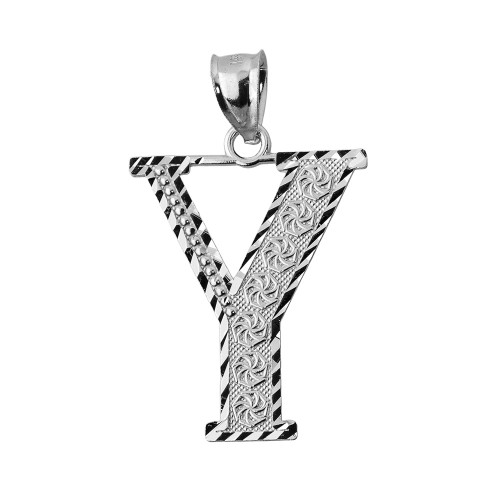 Initial Y White Gold Charm Pendant