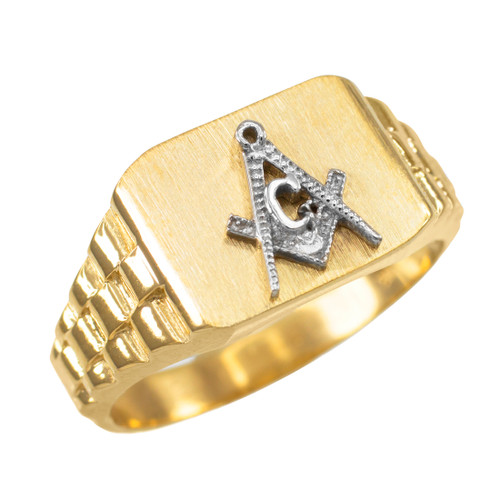 Mens Gold Masonic Ring