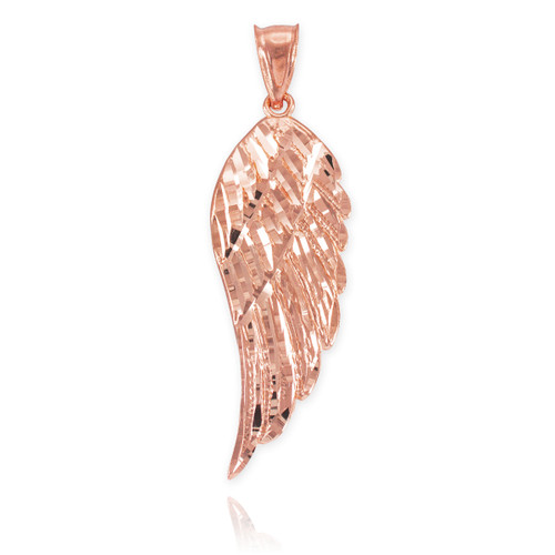 Rose Gold Diamond Cut Wing Pendant