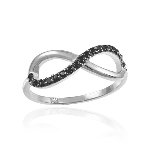 Black CZ Infinity Ring in Sterling Silver.