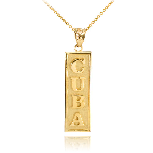 Solid Gold CUBA Pendant Necklace