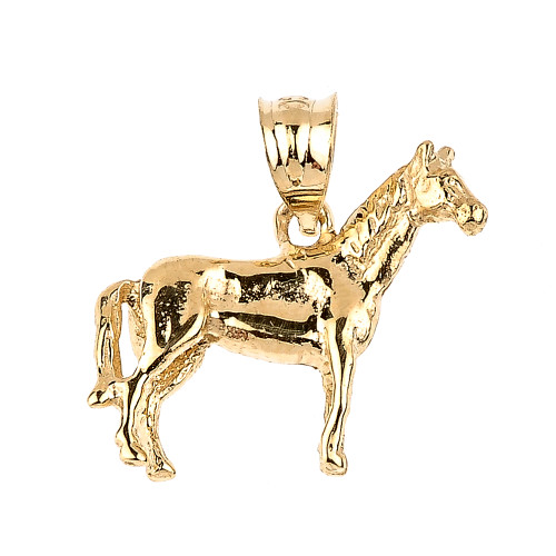 Solid Gold Horse Charm Pendant