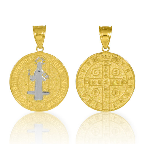 Solid Gold St. Benedict Coin Charm Pendant