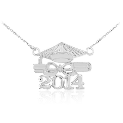Sterling Silver "CLASS OF 2014" Graduation Pendant Necklace