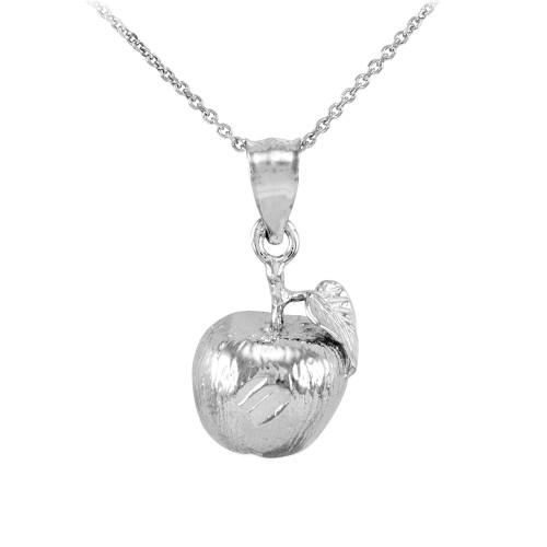 Sterling Silver Apple Charm Pendant Necklace