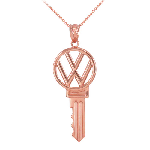 Gold VW Volkswagen Key Pendant Necklace