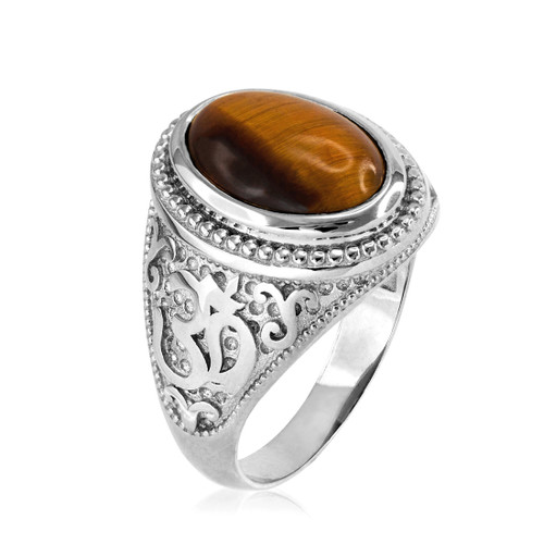 Silver Tiger Eye Om ring