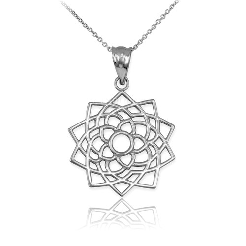 White Gold Sahasrara Lotus Unity Chakra Yoga Pendant Necklace