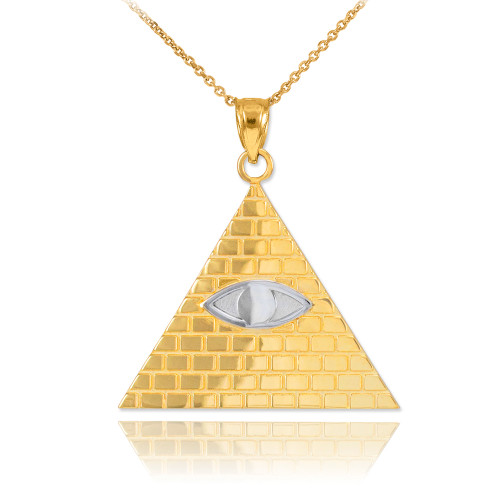 Gold Illuminati All-Seeing-Eye Pyramid Pendant Necklace