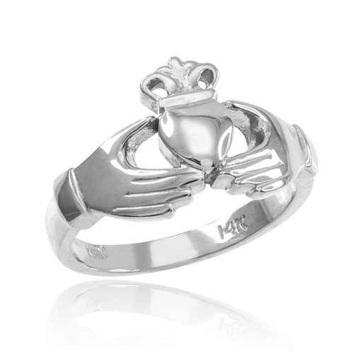 White Gold Classic Claddagh Engagement Ring