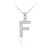 White Gold Letter "F" Diamond Initial Pendant Necklace