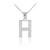 White Gold Letter "H" Diamond Initial Pendant Necklace