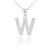 White Gold Letter "W" Initial Diamond Monogram Pendant Necklace