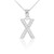 White Gold Letter "X" Diamond Initial Pendant Necklace