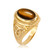 Yellow Gold Celtic Knot Tiger Eye Gemstone Statement Ring