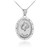 White Gold Pisces Zodiac Sign Filigree Oval Pendant Necklace