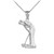 White Gold Putter Golfer Sports Charm Pendant Necklace