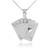 White Gold Royal Flush Poker Pendant Necklace