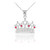 White Gold Ruby Crown Pendant Necklace with Diamonds