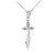 White Gold Scimitar Sword Diamond Pendant Necklace