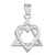 White Gold Star of David Heart Medium Pendant (1.1")