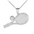 White Gold Tennis Racquet and Ball Pendant Necklace