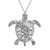 White Gold Textured Style Sea Turtle Pendant Necklace