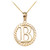 Yellow Gold "B" Initial in Rope Circle Pendant Necklace