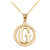 Yellow Gold "G" Initial in Rope Circle Pendant Necklace