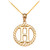 Yellow Gold "H" Initial in Rope Circle Pendant Necklace