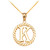 Yellow Gold "K" Initial in Rope Circle Pendant Necklace