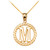 Yellow Gold "M" Initial in Rope Circle Pendant Necklace