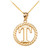 Yellow Gold "T" Initial in Rope Circle Pendant Necklace