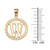 Yellow Gold "W" Initial in Rope Circle Pendant Necklace