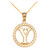 Yellow Gold "Y" Initial in Rope Circle Pendant Necklace